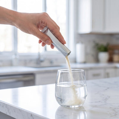 How to use Foundation — a Progurt probiotic sachet poured into a glass of water